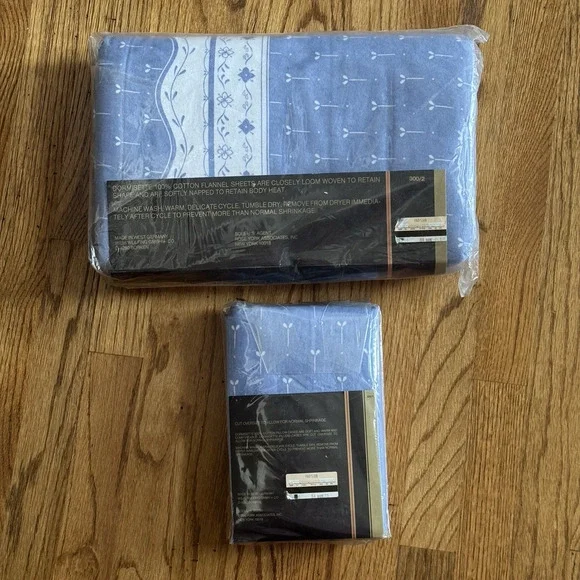 VTG New Dormisette Flannel Full Double Flat Sheets 2 Pillowcases 100% Cotton - Picture 2 of 14